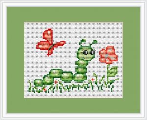 Caterpillar And Butterfly Cross Stitch Kit By Luca S Ideal Begin