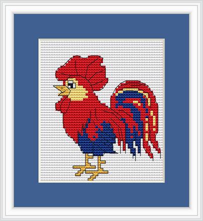 Cockerel Cross Stitch Kit - Luca S - Beginner 8cm x 9cm