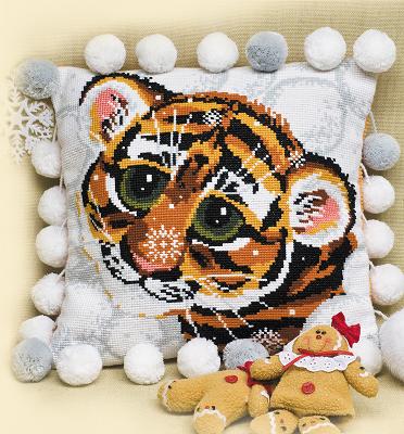 Tiger Cub Cushion Cross Stitch Kit - 11.75" x 11.75"