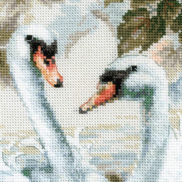 White Swans Birds Counted Cross Stitch Kit - Image 2