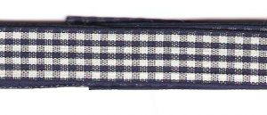 1.5 M x 14mm (58.5 x 0.56”) Dk Blue & White Checked Ribbon