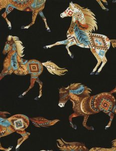 Fat Quarter Southwest Horses Black 100% Cotton Quilting Fabric