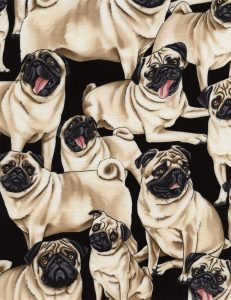 Fat Quarter Pug Dogs Cotton Quilting Sewing Fabric