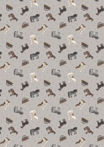 Fat Quarter Small Horses Grey Cotton Quilting Fabric