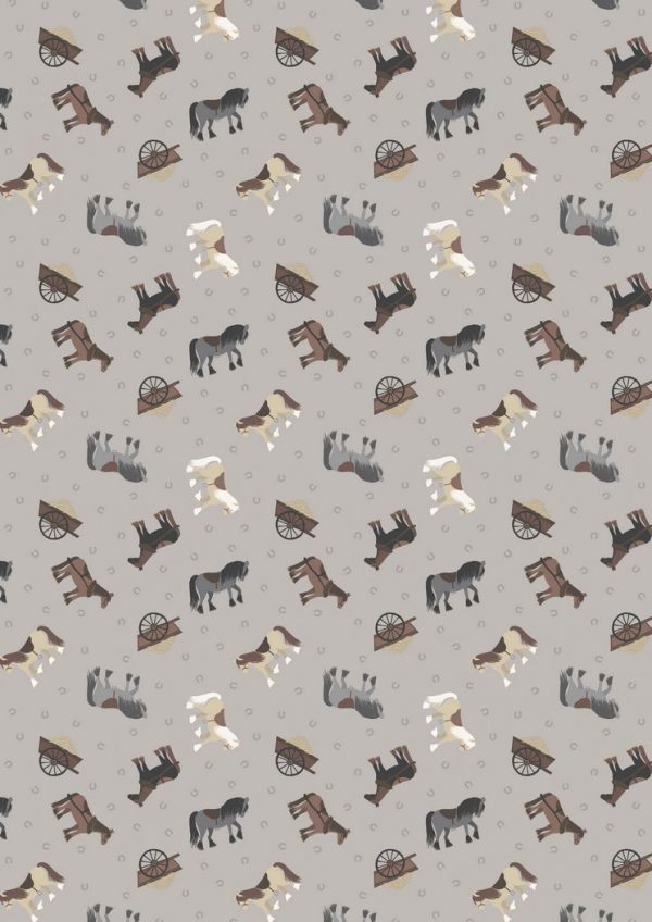 Fat Quarter Small Horses Grey Cotton Quilting Fabric