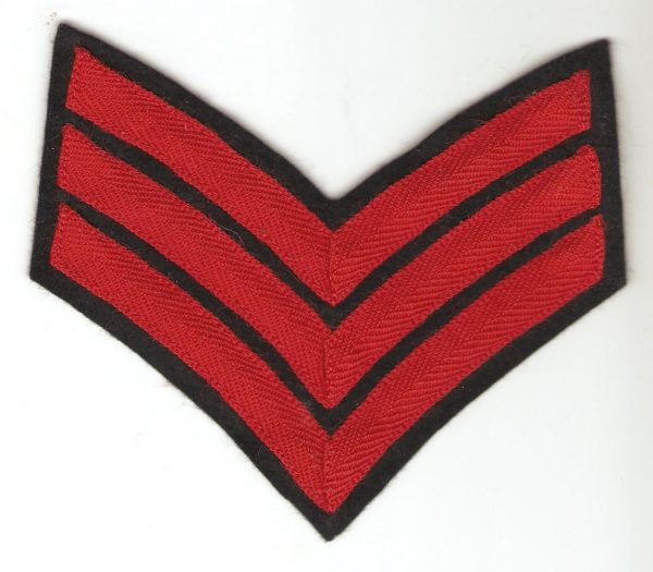 British Army 3 Bar Chevron (Sergeants' Stripes) - Red On Black