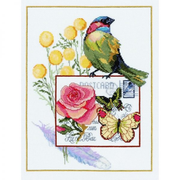 Botanical Birds Cross Stitch Kit - Janlynn - 14 Count - 9.5 x 12