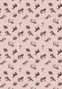 Fat Quarter Small Horses Pink Cotton Quilting Fabric