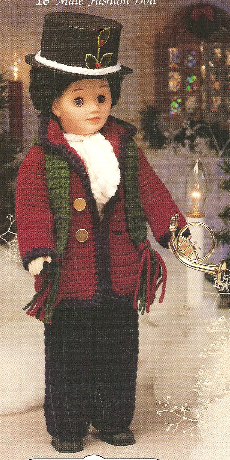 Edward Crochet Pattern-Xmas Caroling Outfit for 16" Doll