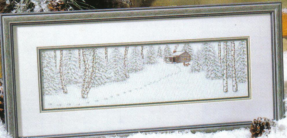 Winter Retreat (Log Cabin In The Woods) Cross Stitch Chart