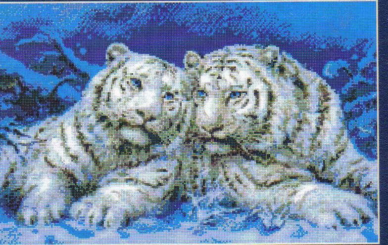 White Duet Cross Stitch Chart (White Tigers)