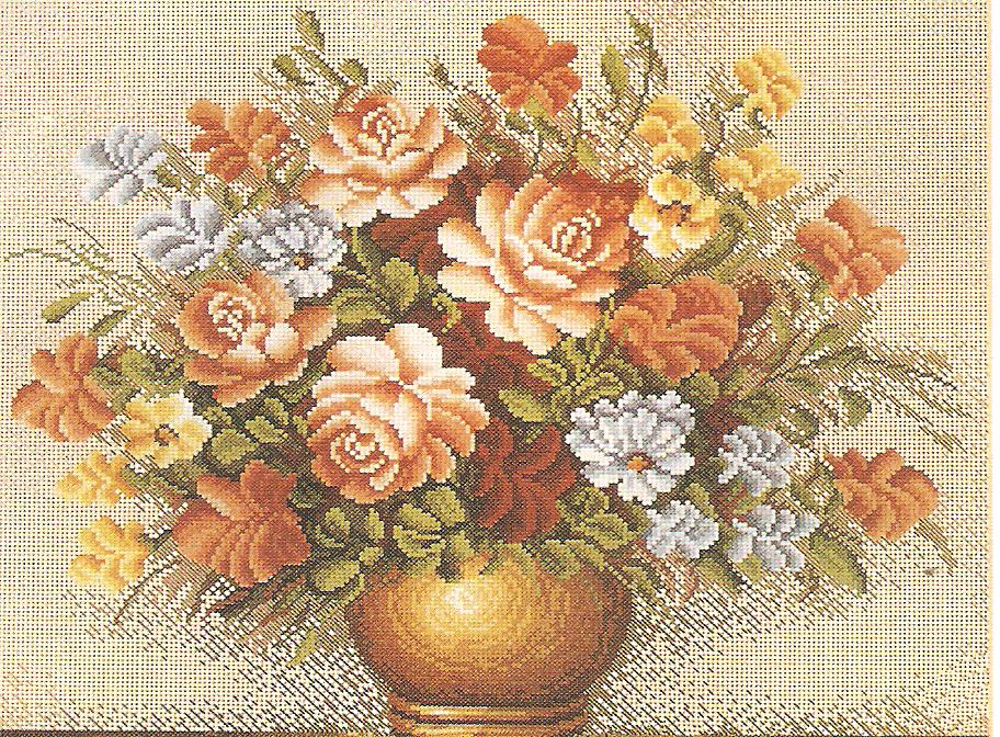 Floral Bouquet (Vase Of Flowers) Counted Cross Stitch Kit