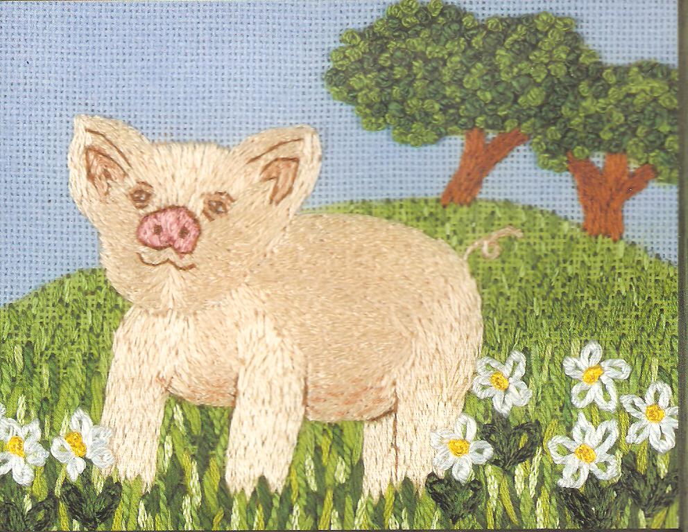 Pig 'N Daises Embroidery Kit