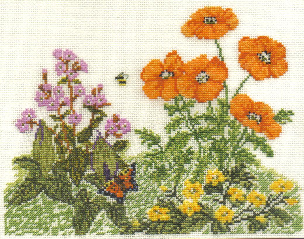 Poppies & Butterfly Cross Stitch Kit - DMC - Special Edition