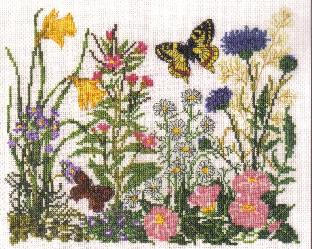 Wild Daffodil & Butterflies Cross Stitch Kit-DMC Special Edition