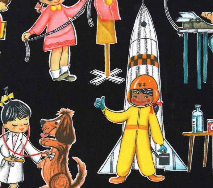 Fat Quarter You Go Girl Black Jobs Cotton Quilting Fabric