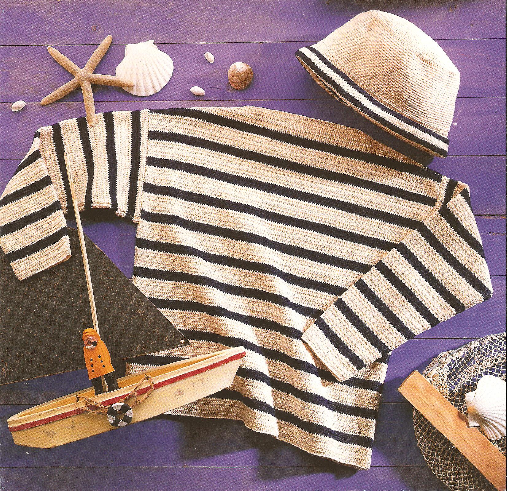 Striped Sailor Sweater & Hat Crochet Pattern