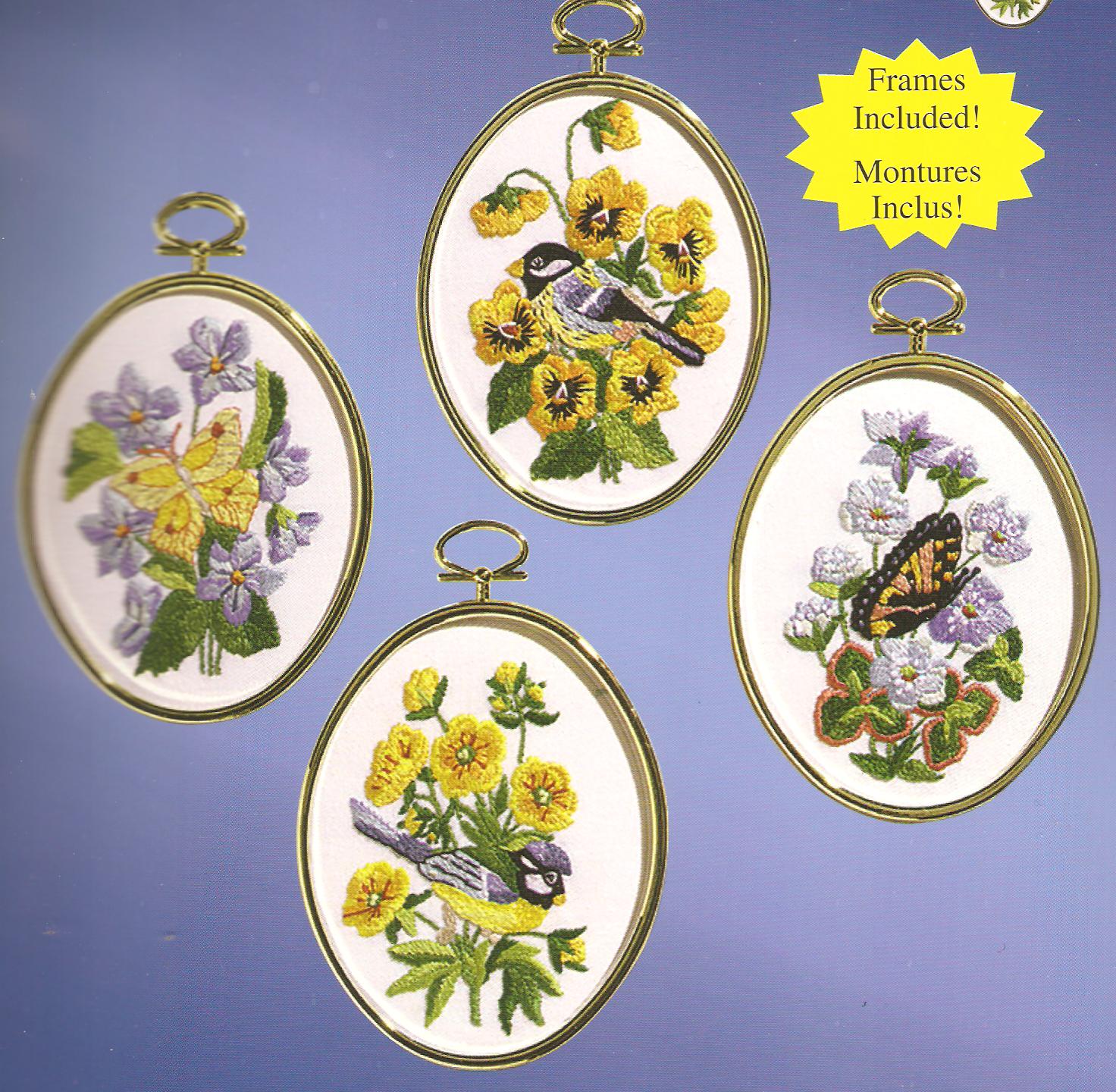 4 Birds & Butterflies Embroidery Kit - Janlynn