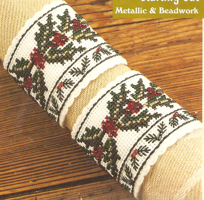 Holly Napkin Rings Christmas Holiday Cross Stitch Kit DMC