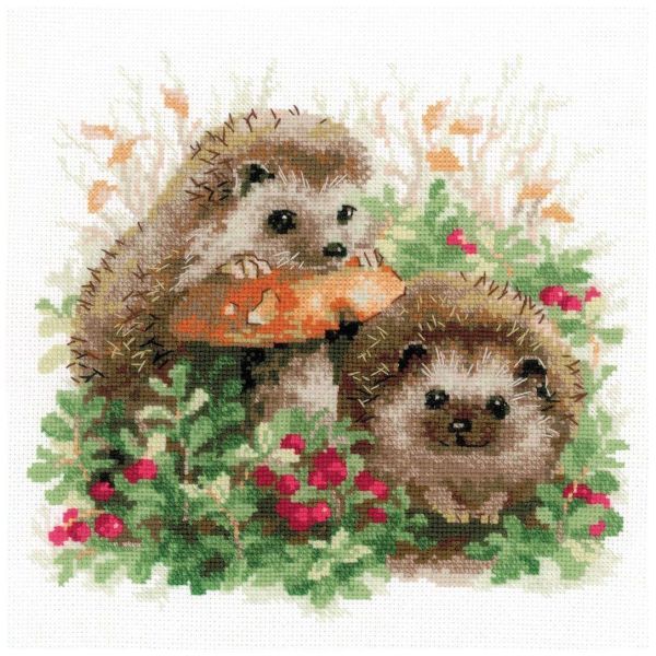 Hedgehogs In Lingonberries Counted Cross Stitch Kit