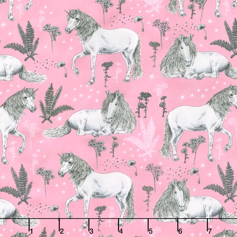 Fat Quarter Unicorn Stallions On Pink Fabric - Image 2