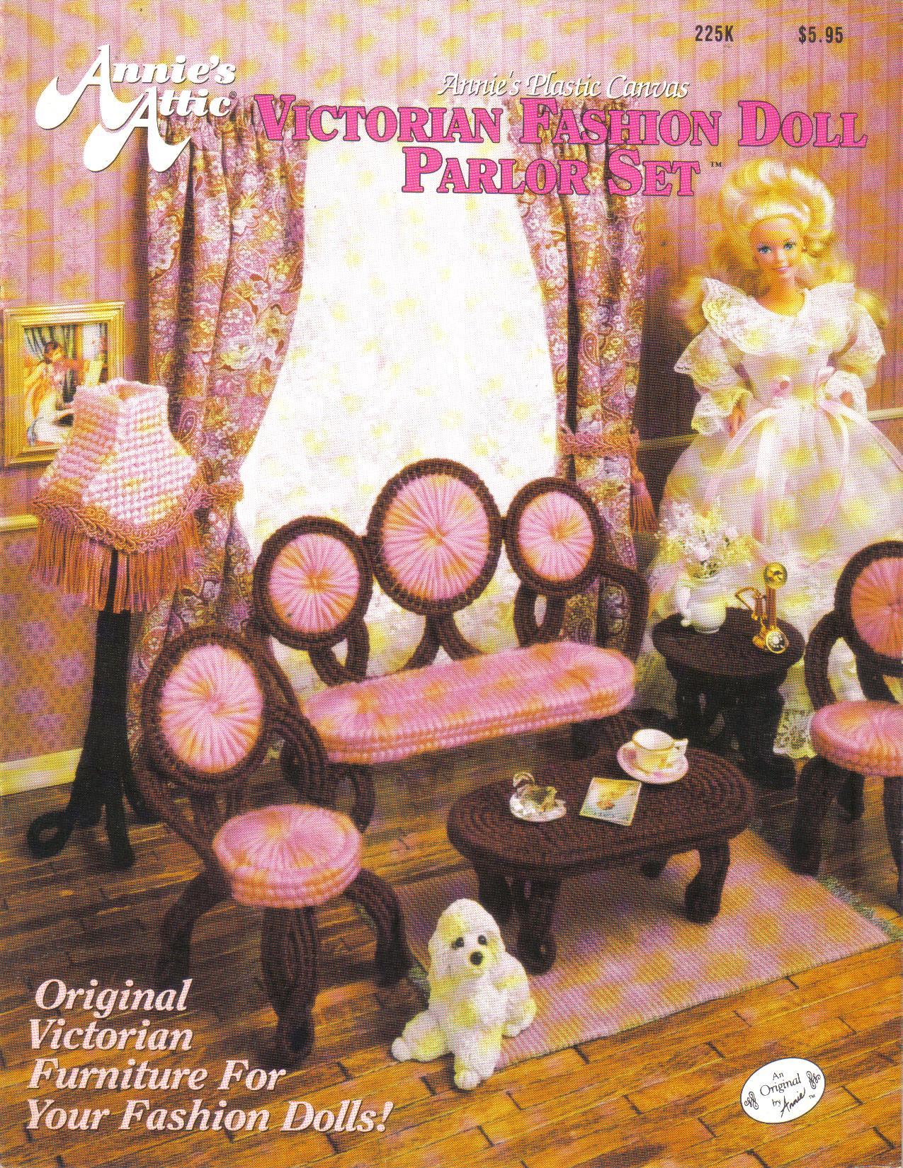 Fashion Dolls Parlor Set Plastic Canvas Cross Stitch Chart