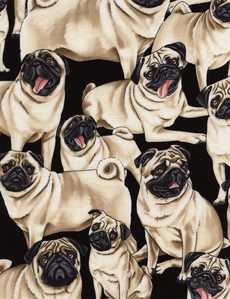 Fat Quarter Pug Dogs Cotton Quilting Sewing Fabric