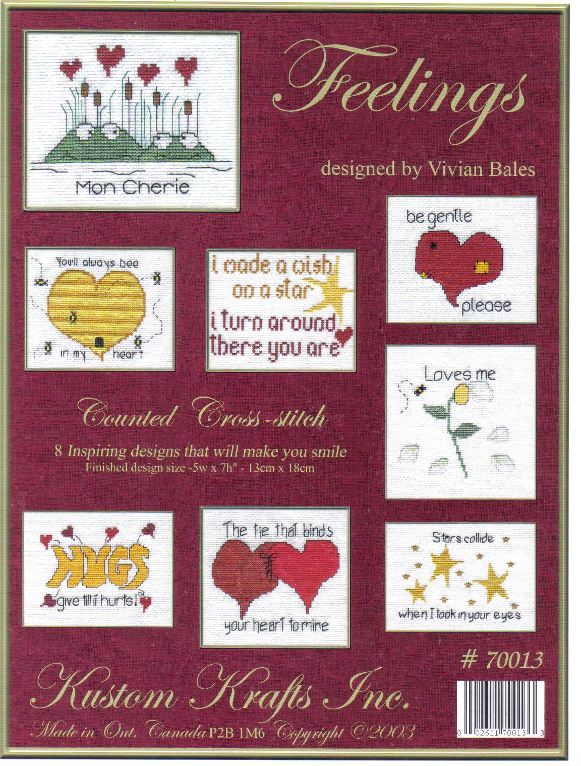 'Feelings' Cross Stitch Chart - 8 Inspiring Designs
