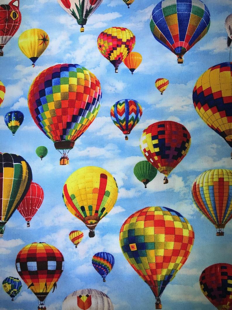 Fat Quarter In Motion Hot Air Balloon 100% Cotton Quilting Fabric