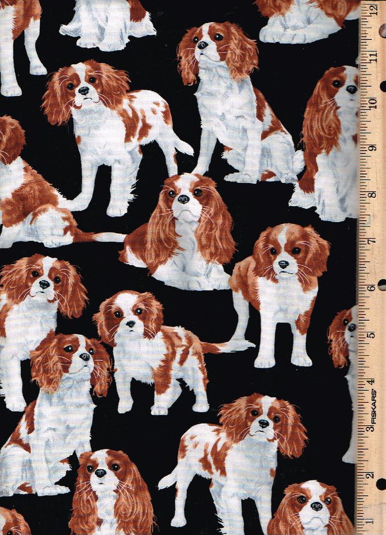 Fat Quarter Cavalier King Charles Spaniel Dogs 100% Cotton Fabric - Image 3