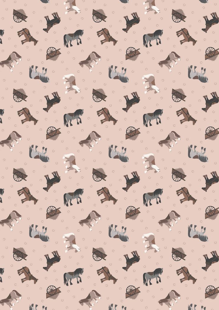 Fat Quarter Small Horses Pink Cotton Quilting Fabric