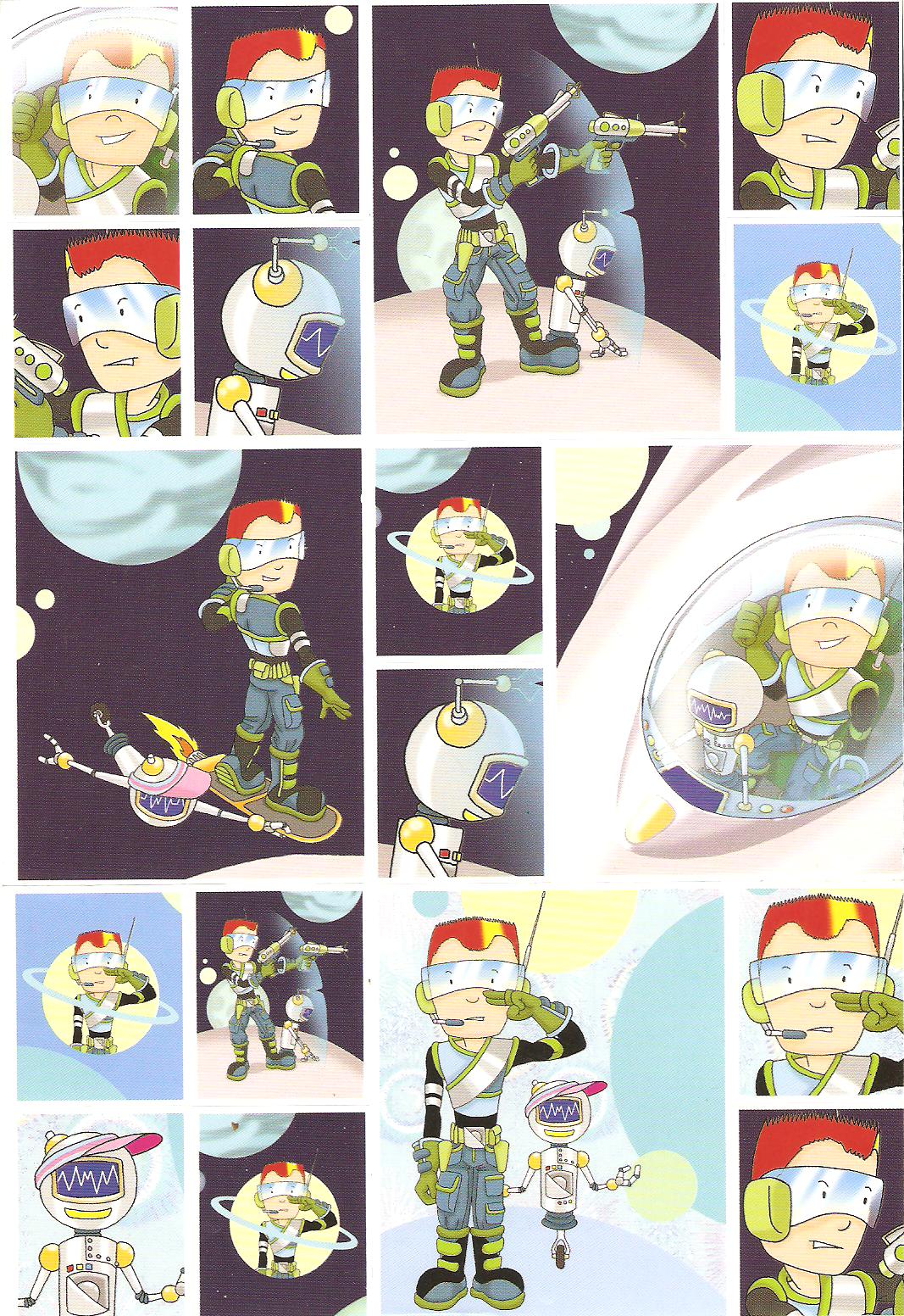 Cartoon Astronaut Themed Sticker Sheet - 18 Stickers