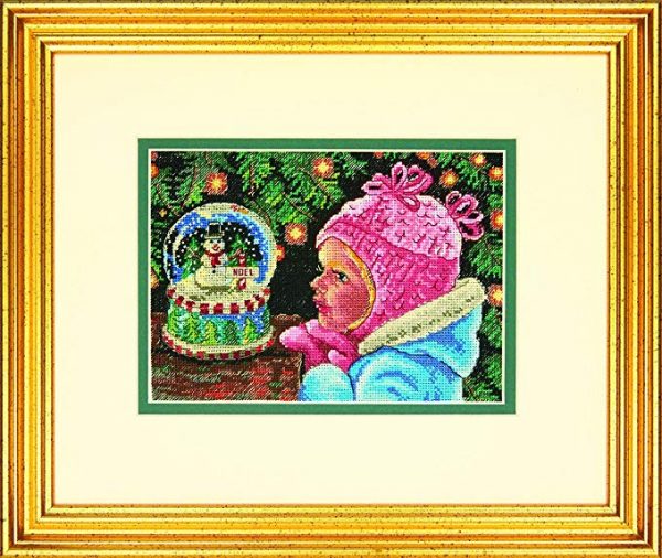 Christmas Wishes Child and Snowglobe Counted Cross Stitch Kit