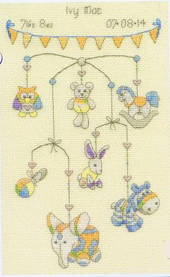 Cute Mobile Sampler Cross Stitch Kit Jane Prutton DMC