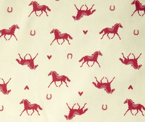 Fat Quarter Hot To Trot Red Horses Cotton Quilting Fabric