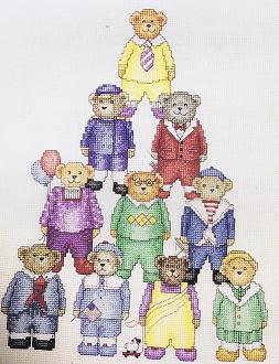 Beary Best Buddies Cross Stitch Chart Pattern Pyramid Of Boy Ted - Image 2