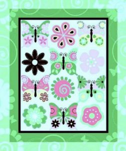 Fantasy Wings Butterflies And Flowers 100% Cotton Quilting Fabri