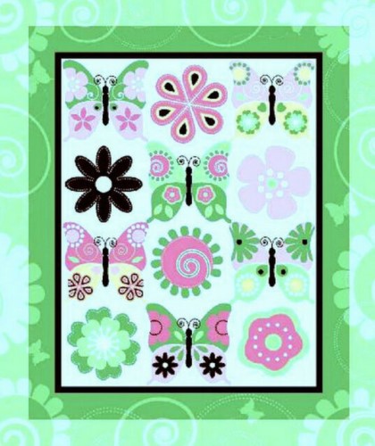 Fantasy Wings Butterflies And Flowers 100% Cotton Quilting Fabri