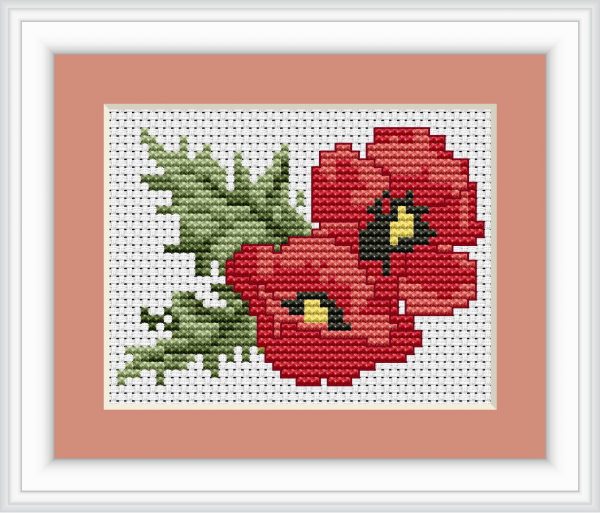 Red Poppies Cross Stitch Kit By Luca S Ideal Beginner 9cm x 6cm