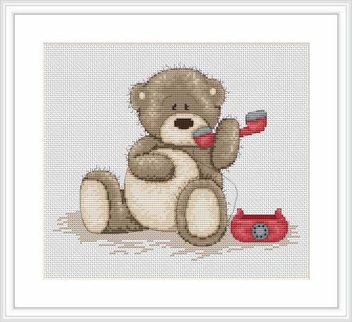 Bruno The Bear "Who's Calling Bruno" Teddy Bear Cross Stitch Kit