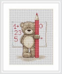 Bruno The Bear - Mathematician Bruno Teddy Bear Cross Stitch Kit