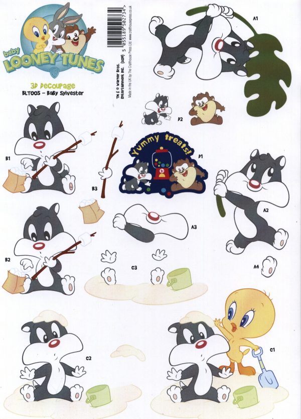 Baby Looney Tunes Sylvester Decoupage Sheet BLT005 - Image 2