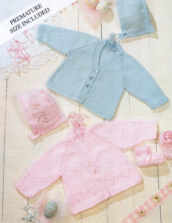 Baby Matinee Set Knitting Pattern-4 Ply (Inc Prem Size)