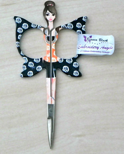 Embroidery Angels 4" Scissors - Bianca Black