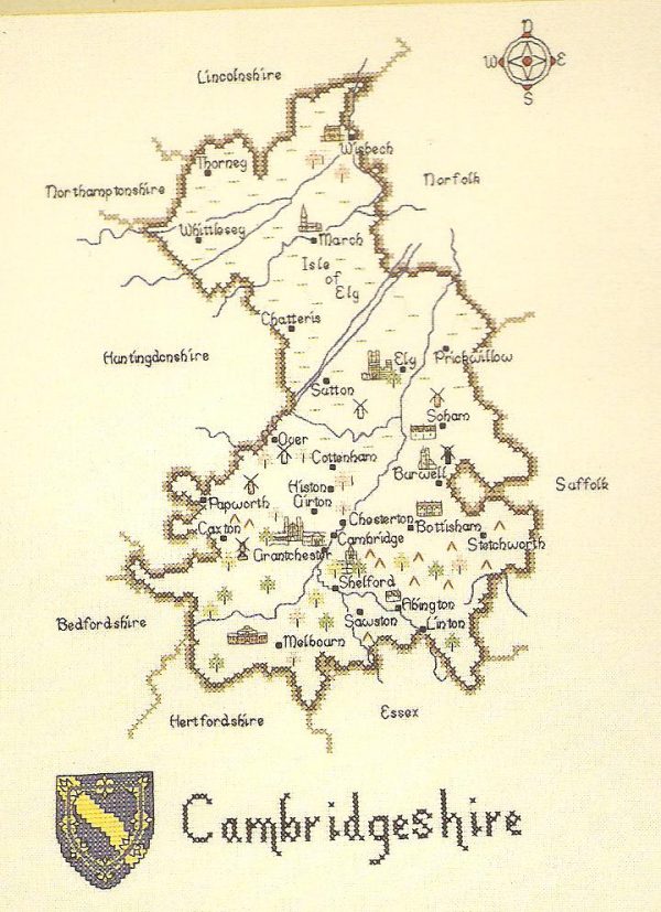 Map Of Cambridgeshire Cross Stitch Chart