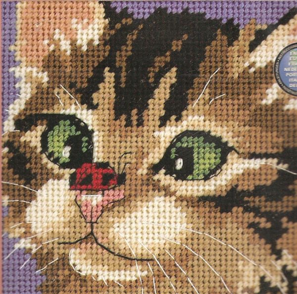 Cross Eyed Kitty Needlepoint Kit - Dimensions