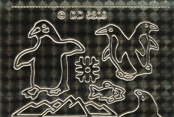 Whimsical Penguins Peel-Off Sheet - Gold Hologram - Image 3