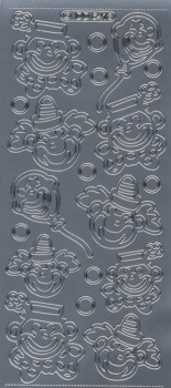 Clown Faces Peel-Off Sheet - Silver