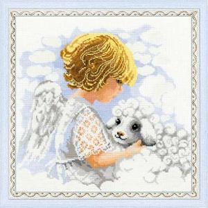 Day Of An Angel (Angel & Lamb) Cushion Cross Stitch Kit