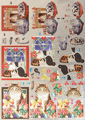 Dufex Christmas Cats Cardmaking Decoupage Sheet